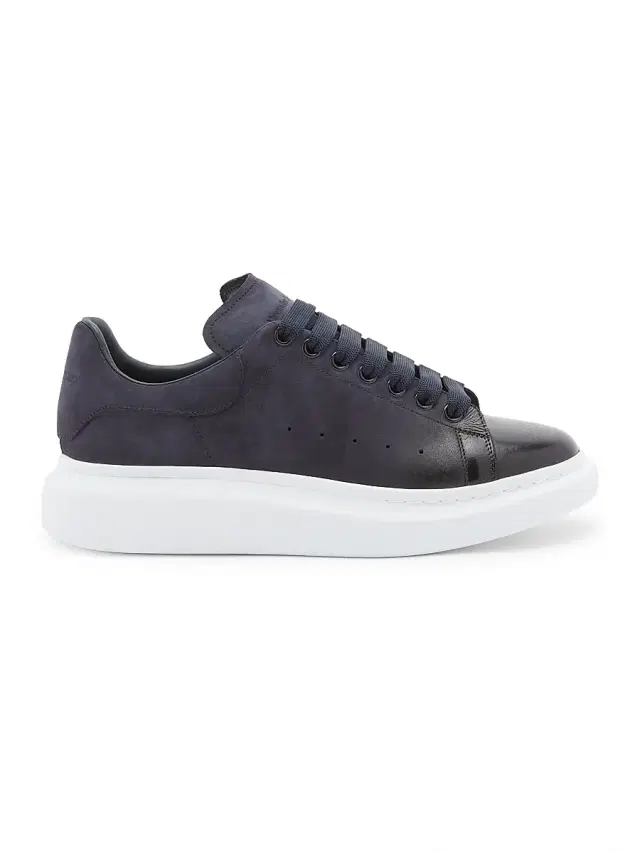 McQueen Men's Oversized Spray-Toe Suede Sneakers - Midnight Blue