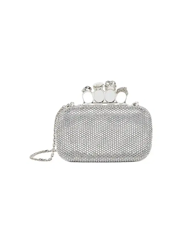 McQueen Women's Embellished Skull Leather Clutch - Lead