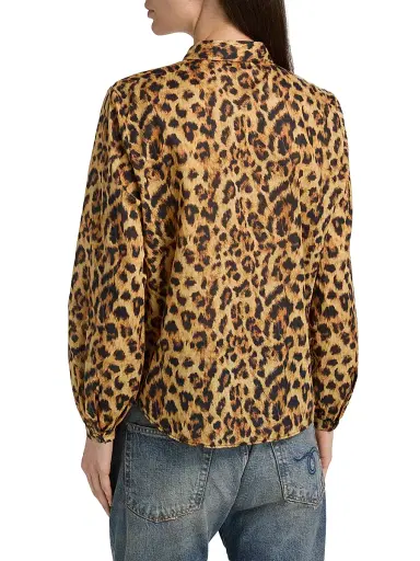R13 Women's Leopard-Print Ruffle-Trim Cotton Blouse - Yellow Cheetah - Size XS | Thumbnail 5 R13 Women's Leopard-Print Ruffle-Trim Cotton Blouse - Yellow Cheetah - Size XS | Thumbnail 5