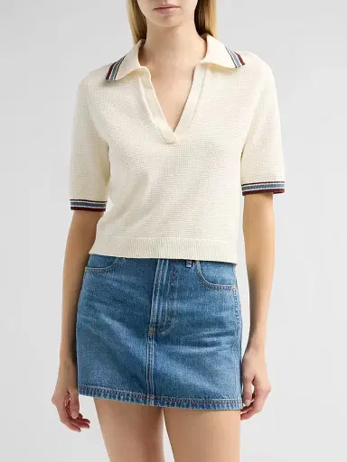 Veronica Beard Women's Quinelle Knit Polo Shirt | Thumbnail 4 Veronica Beard Women's Quinelle Knit Polo Shirt | Thumbnail 4