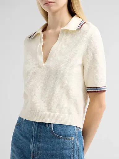 Veronica Beard Women's Quinelle Knit Polo Shirt | Thumbnail 5 Veronica Beard Women's Quinelle Knit Polo Shirt | Thumbnail 5