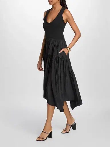 Ramy Brook Women's Hadley Sleeveless Ribbed Midi Dress - Black | Thumbnail 2