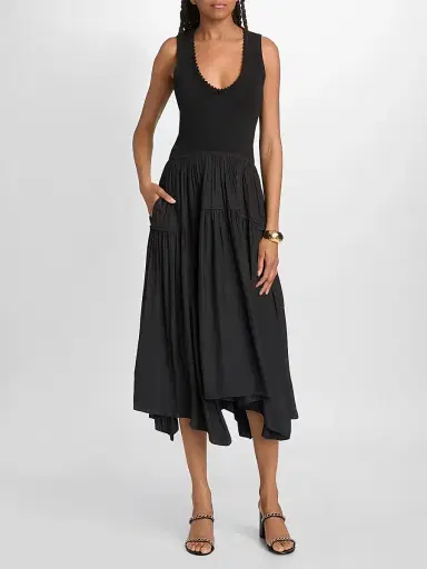 Ramy Brook Women's Hadley Sleeveless Ribbed Midi Dress - Black | Thumbnail 3