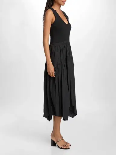 Ramy Brook Women's Hadley Sleeveless Ribbed Midi Dress - Black | Thumbnail 4