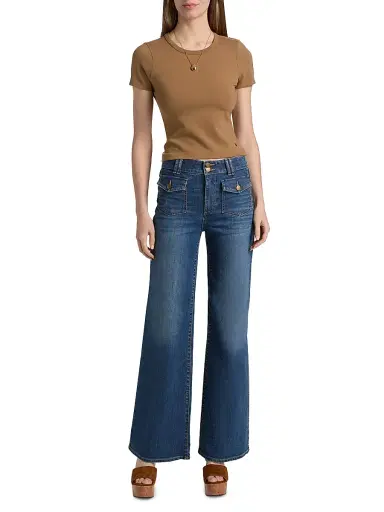 Ramy Brook Women's Fay Stretch-Cotton High-Rise Wide-Leg Jeans - Medium Wash - Size 32 | Thumbnail 2