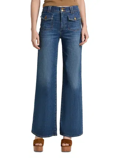 Ramy Brook Women's Fay Stretch-Cotton High-Rise Wide-Leg Jeans - Medium Wash - Size 32 | Thumbnail 3