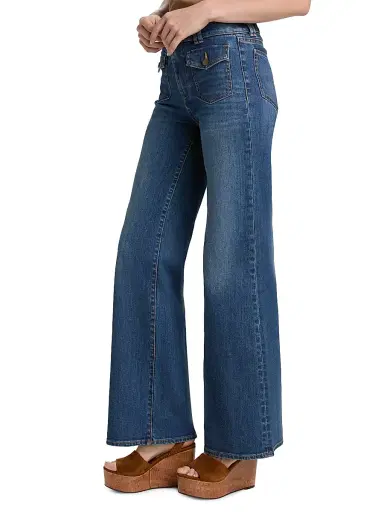 Ramy Brook Women's Fay Stretch-Cotton High-Rise Wide-Leg Jeans - Medium Wash - Size 32 | Thumbnail 4