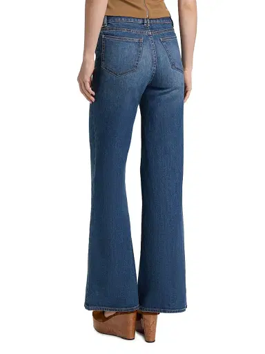 Ramy Brook Women's Fay Stretch-Cotton High-Rise Wide-Leg Jeans - Medium Wash - Size 32 | Thumbnail 5