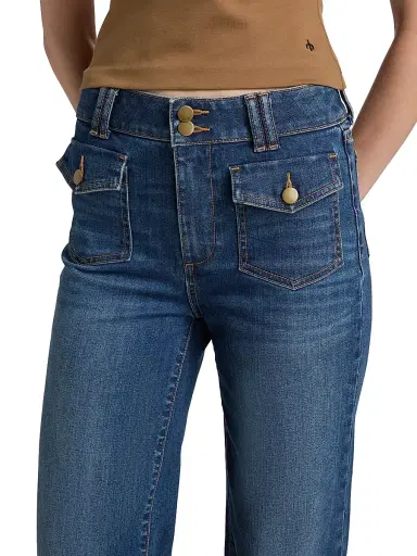 Ramy Brook Women's Fay Stretch-Cotton High-Rise Wide-Leg Jeans - Medium Wash - Size 32 | Thumbnail 6