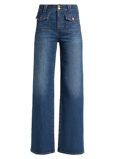 Ramy Brook Women's Fay Stretch-Cotton High-Rise Wide-Leg Jeans - Medium Wash - Size 32 | Thumbnail 1