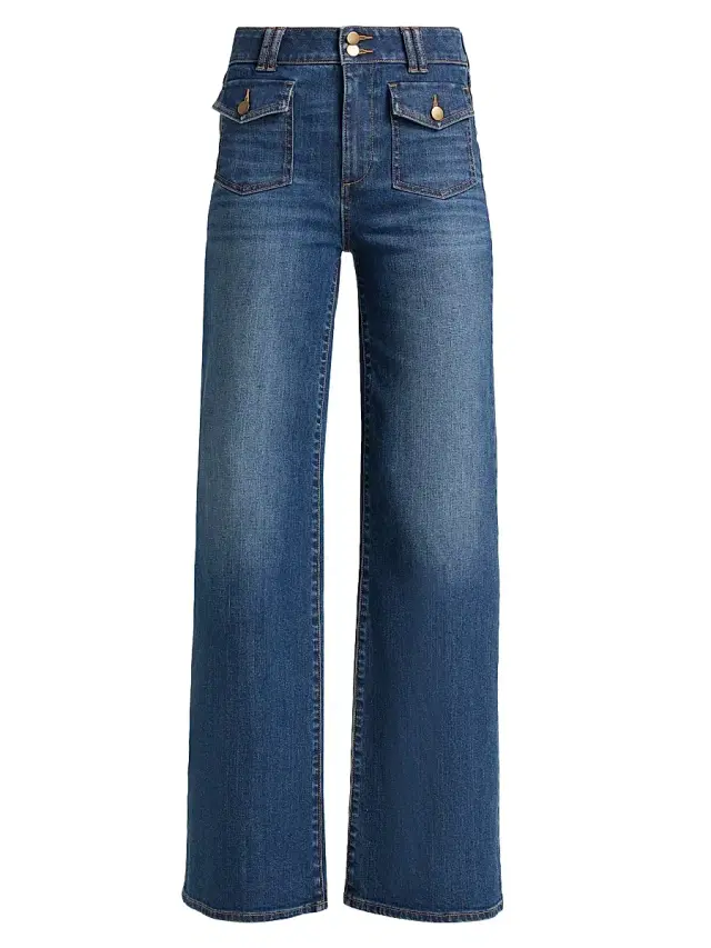 Ramy Brook Women's Fay Stretch-Cotton High-Rise Wide-Leg Jeans - Medium Wash