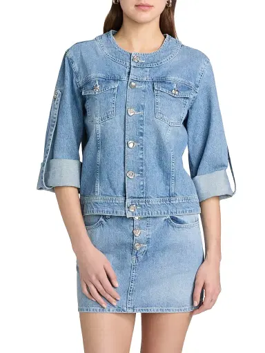 L'Agence Women's Anouk Denim Button-Front Jacket | Thumbnail 3 L'Agence Women's Anouk Denim Button-Front Jacket | Thumbnail 3