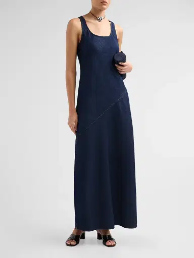 rag & bone Women's Daisy Sleeveless Denim Maxi Dress - Ocean Rinse - Size 12 | Thumbnail 4