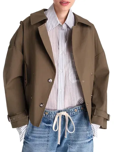 TWP Women's Bogie Double-Breasted Trench Jacket - Military | Thumbnail 3