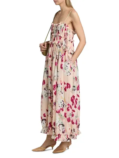 Ulla Johnson Women's Clove Ruffled Floral Silk Maxi Dress - Summer Garden - Size 16 | Thumbnail 4 Ulla Johnson Women's Clove Ruffled Floral Silk Maxi Dress - Summer Garden - Size 16 | Thumbnail 4