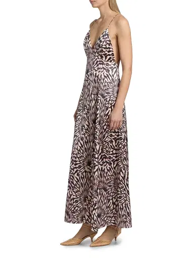 Ulla Johnson Women's Oriana Zebra-Print Satin A-Line Maxi Dress | Thumbnail 4