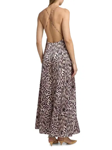 Ulla Johnson Women's Oriana Zebra-Print Satin A-Line Maxi Dress | Thumbnail 5