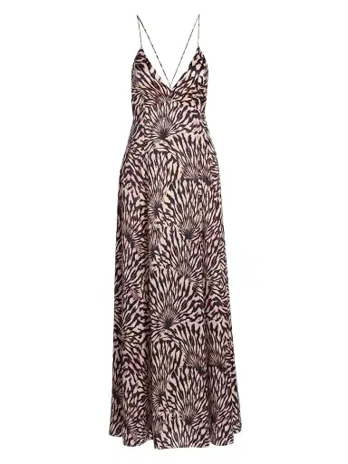 Ulla Johnson Women's Oriana Zebra-Print Satin A-Line Maxi Dress | Thumbnail 1