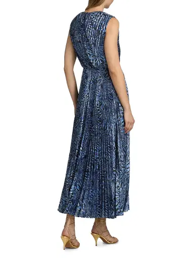 Ulla Johnson Women's Malin Pleated Satin Midi-Dress - Lapis | Thumbnail 5