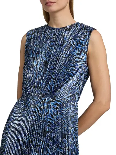 Ulla Johnson Women's Malin Pleated Satin Midi-Dress - Lapis | Thumbnail 6