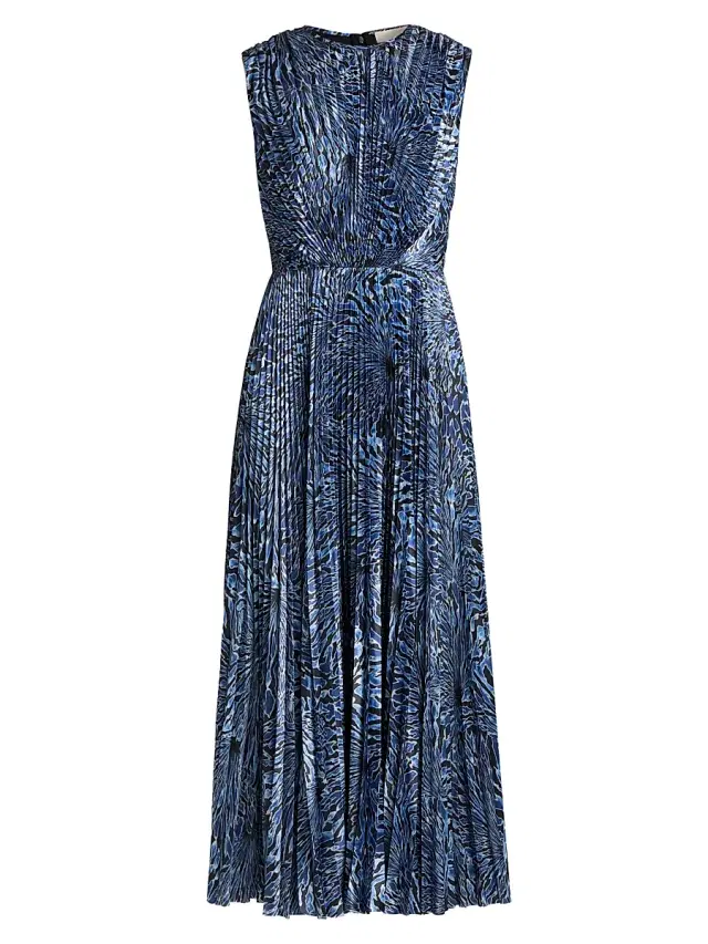 Ulla Johnson Women's Malin Pleated Satin Midi-Dress - Lapis