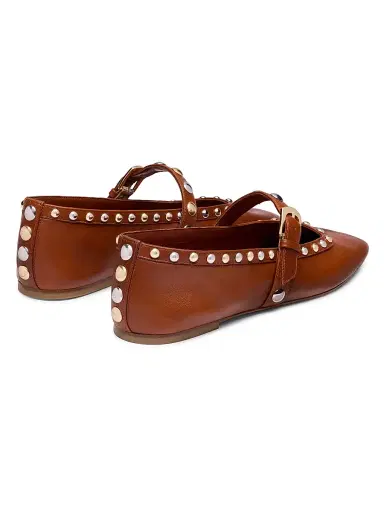Stuart Weitzman Women's Perry Studded Leather Mary Janes - Boho Tan - Size 9.5 | Thumbnail 3