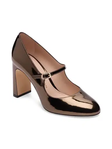Stuart Weitzman Women's Babette 85mm Patent Leather Mary Jane Pumps - Cigar | Thumbnail 2