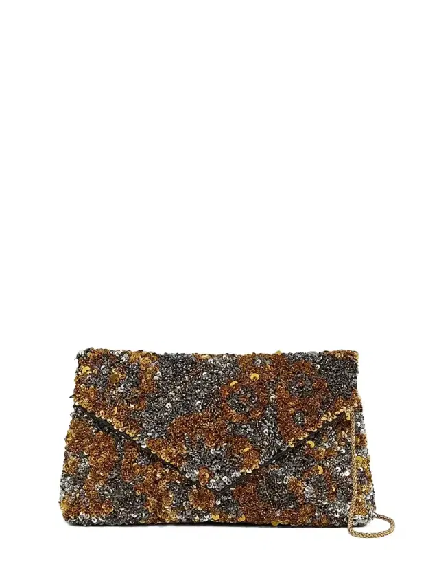 Dries Van Noten Women's  Sequined Envelope Clutch - Silver