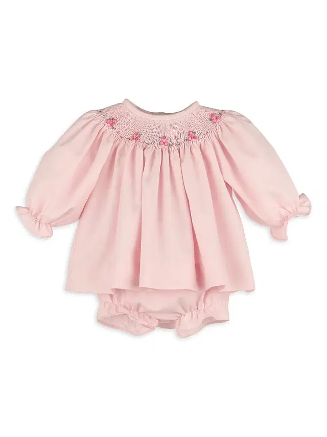 Luli & Me Baby Girl's 3-Piece Cotton-Blend Bonnet, Dress & Bloomers Set - Pink 18 Months