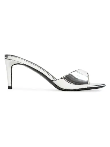 Black Suede Studio Women's Freddie 65MM Patent Leather Mules - Silver Metallic - Size 10 | Thumbnail 1 Black Suede Studio Women's Freddie 65MM Patent Leather Mules - Silver Metallic - Size 10 | Thumbnail 1