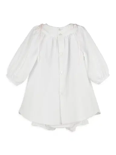 Luli & Me Baby Girl's 3-Piece Embroidered Cotton-Blend Bonnet, Dress & Bloomers Set - White And Pink - Size 9 Months | Thumbnail 2