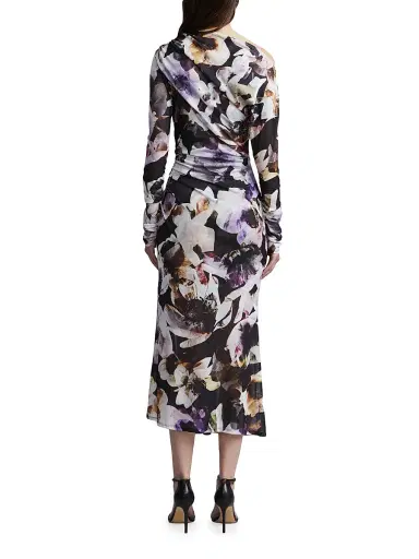 BCBGMAXAZRIA Women's Isla Floral Ruched Midi-Dress | Thumbnail 5