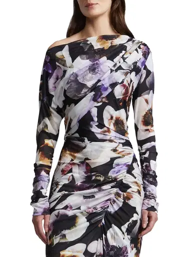 BCBGMAXAZRIA Women's Isla Floral Ruched Midi-Dress | Thumbnail 6