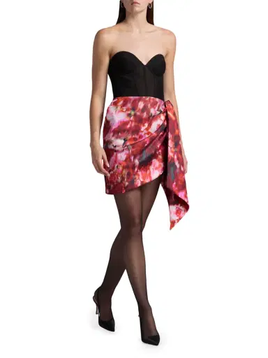 BCBGMAXAZRIA Women's Printed Bustier Minidress - Black Washed Floral Chilli - Size 6 | Thumbnail 2 BCBGMAXAZRIA Women's Printed Bustier Minidress - Black Washed Floral Chilli - Size 6 | Thumbnail 2