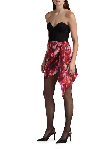 BCBGMAXAZRIA Women's Printed Bustier Minidress - Black Washed Floral Chilli - Size 6 | Thumbnail 4 BCBGMAXAZRIA Women's Printed Bustier Minidress - Black Washed Floral Chilli - Size 6 | Thumbnail 4