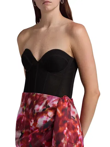 BCBGMAXAZRIA Women's Printed Bustier Minidress - Black Washed Floral Chilli - Size 6 | Thumbnail 6 BCBGMAXAZRIA Women's Printed Bustier Minidress - Black Washed Floral Chilli - Size 6 | Thumbnail 6