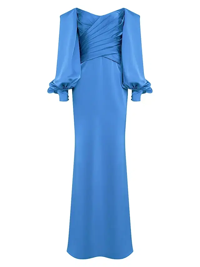 Theia Women's Milenia Off-The-Shoulder Satin Gown - Cornflower Blue