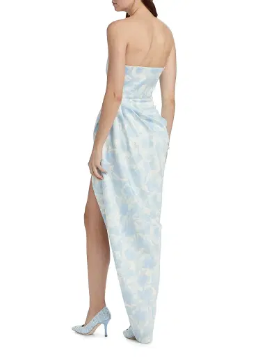 BCBGMAXAZRIA Women's Gathered Floral Strapless Gown - Sky Floral Print | Thumbnail 5