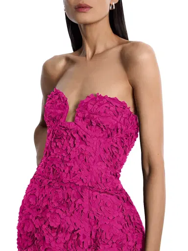 BCBGMAXAZRIA Women's Strapless 3D Floral Minidress - Hot Pink | Thumbnail 6