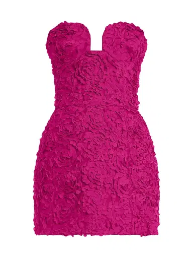 BCBGMAXAZRIA Women's Strapless 3D Floral Minidress - Hot Pink | Thumbnail 1