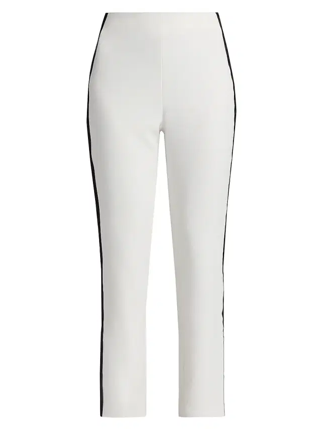 BCBGMAXAZRIA Women's Slim Tapered Tuxedo Pants - White Black
