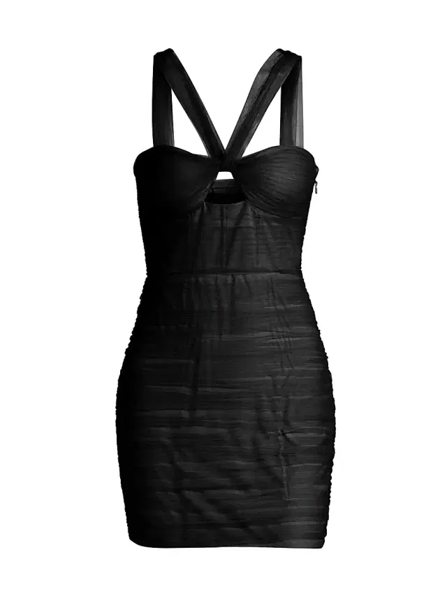 BCBGMAXAZRIA Women's Tulle Halterneck Minidress - Black