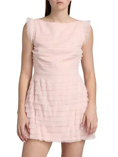 BCBGMAXAZRIA Women's Tulle Sleeveless Tiered Minidress - Blossom | Thumbnail 3