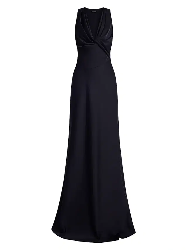 BCBGMAXAZRIA Women's Cowlneck Satin Gown - Black