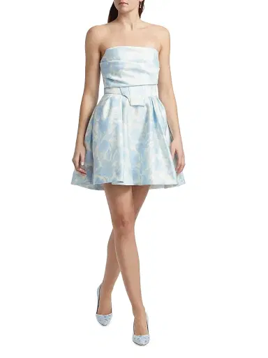 BCBGMAXAZRIA Women's Floral Peak Top Stitch Minidress - Sky Floral Print | Thumbnail 2 BCBGMAXAZRIA Women's Floral Peak Top Stitch Minidress - Sky Floral Print | Thumbnail 2
