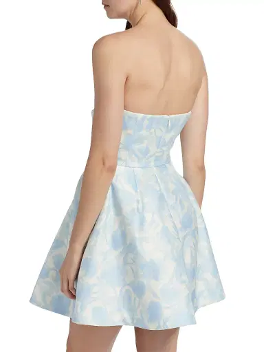 BCBGMAXAZRIA Women's Floral Peak Top Stitch Minidress - Sky Floral Print | Thumbnail 5 BCBGMAXAZRIA Women's Floral Peak Top Stitch Minidress - Sky Floral Print | Thumbnail 5