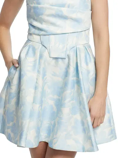 BCBGMAXAZRIA Women's Floral Peak Top Stitch Minidress - Sky Floral Print | Thumbnail 6 BCBGMAXAZRIA Women's Floral Peak Top Stitch Minidress - Sky Floral Print | Thumbnail 6