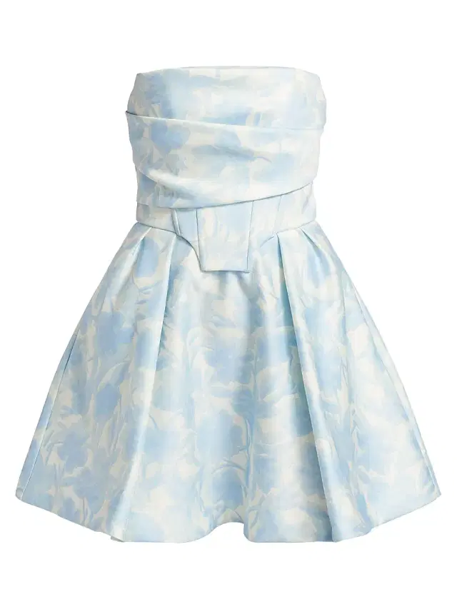 BCBGMAXAZRIA Women's Floral Peak Top Stitch Minidress - Sky Floral Print