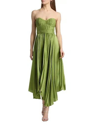 Amur Women's Juliett Plissé Midi-Dress - Cove Fern - Size 12 | Thumbnail 2
