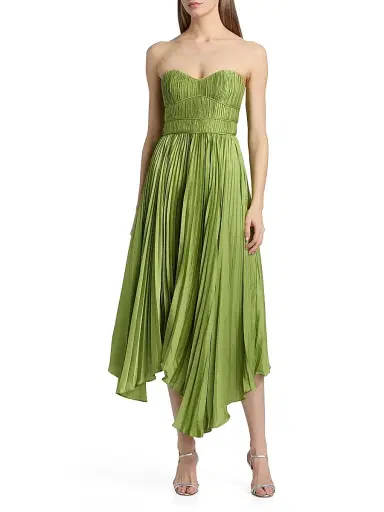 Amur Women's Juliett Plissé Midi-Dress - Cove Fern - Size 12 | Thumbnail 3